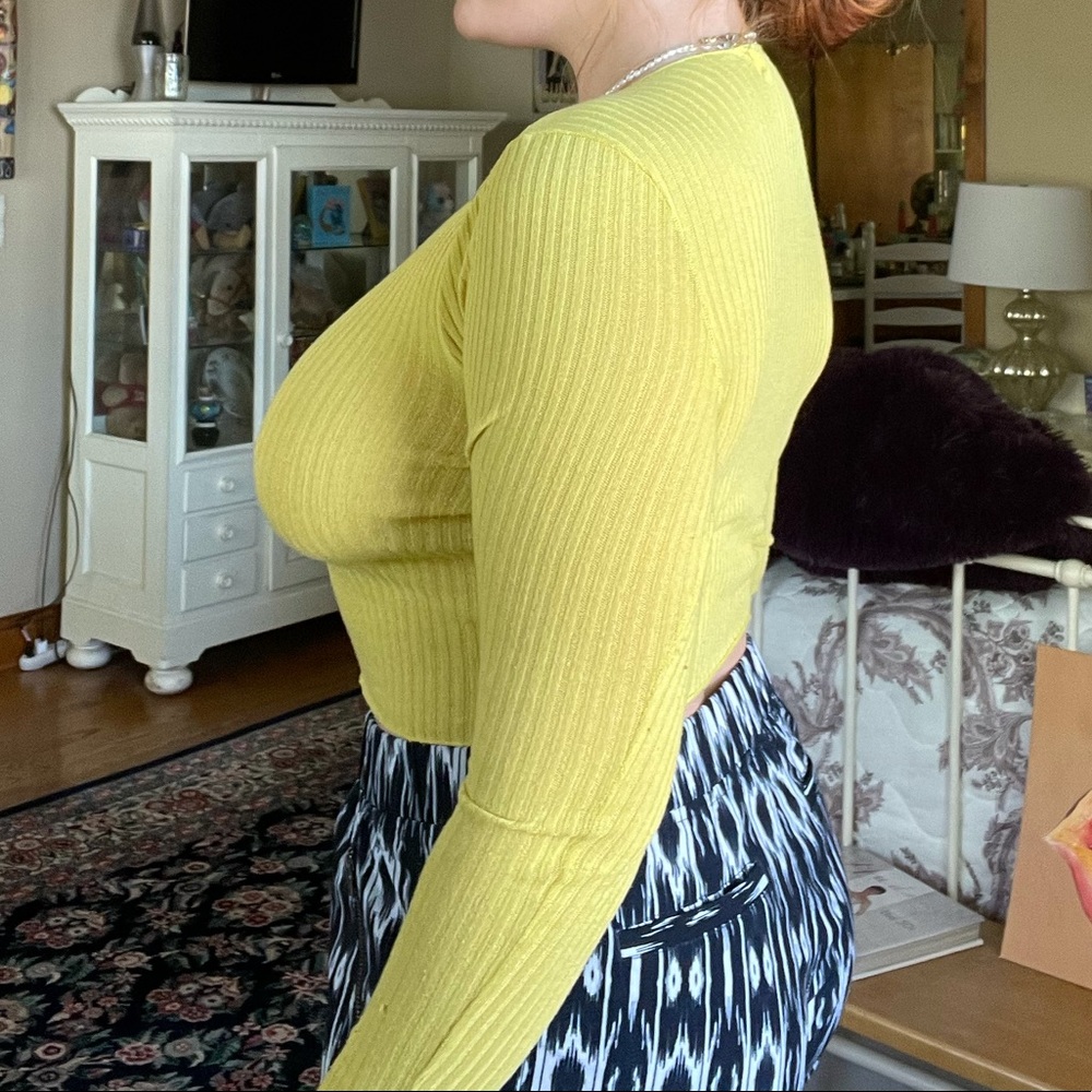 Bright Yellow Ribbed Long Sleeve - Picture 2 of 4
